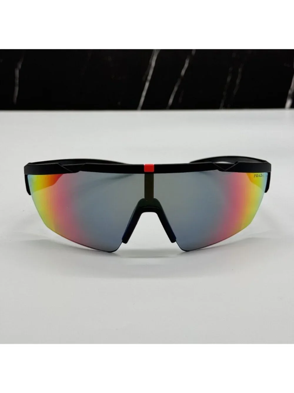 Prada Linea Rossa PS03XS DG008F Men Black Multicolor Sport Sunglasses Authentic